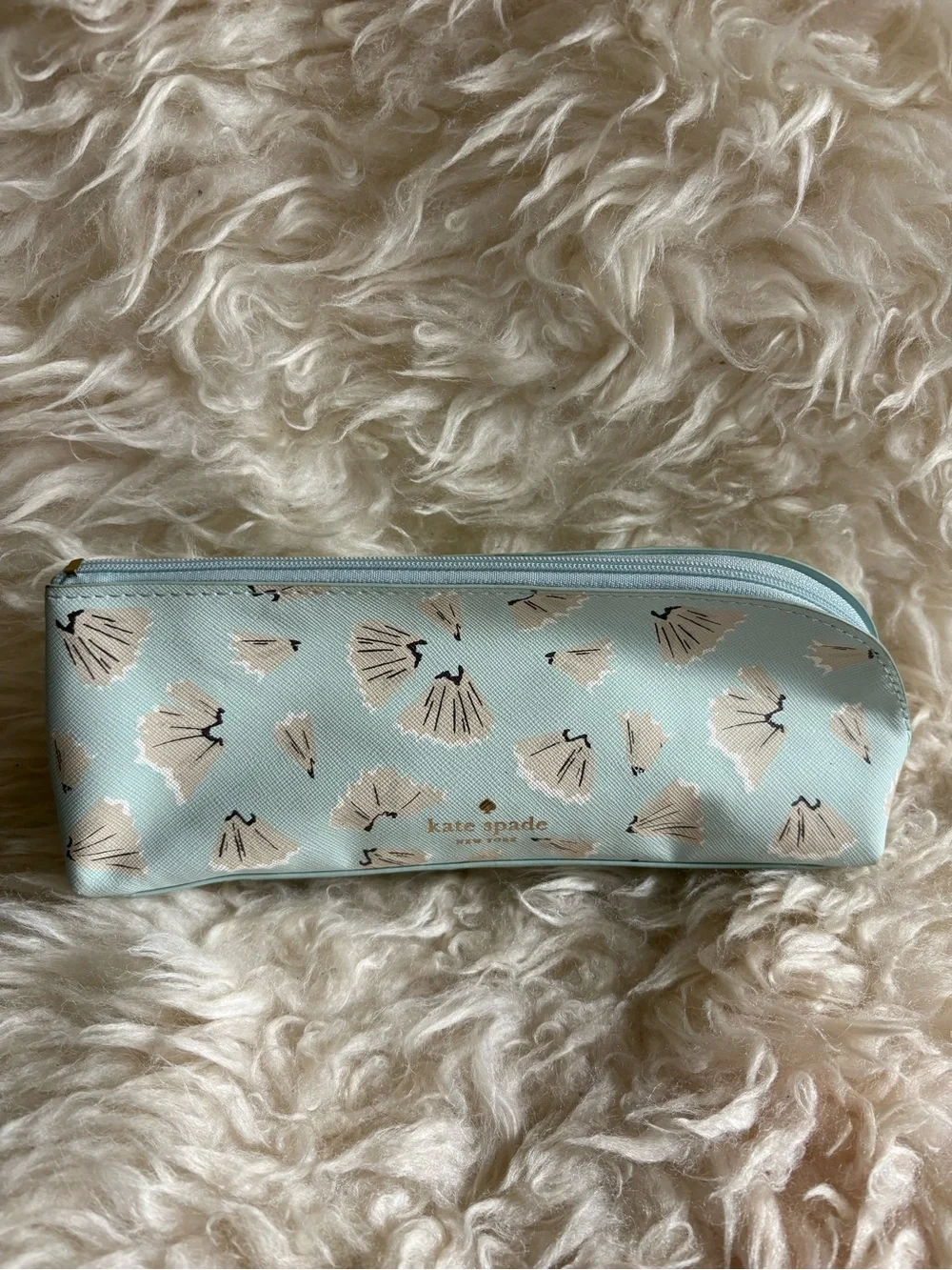 Kate Spade New York Blue Floral Print Pencil/Pen/Make-up Case